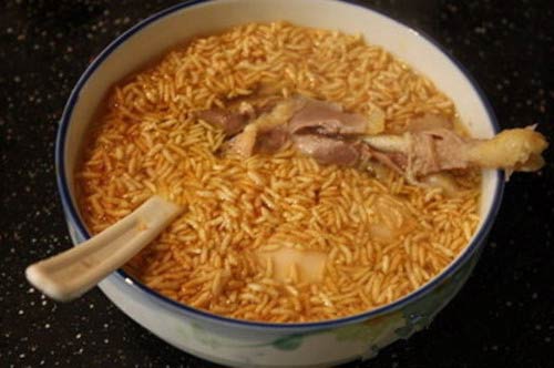 鸡汤泡炒米
