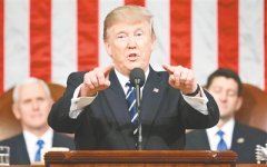 特朗普国会演讲提及中国 中美关系不确定期将过去